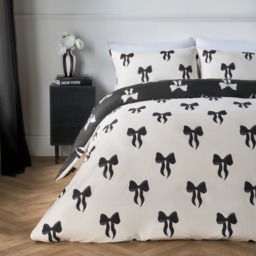 OHS Bow Print Reversible Duvet Cover Set, Monochrome - Single