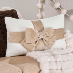 OHS Bow Wrapped Cushion - Natural/Cream - thumbnail 1