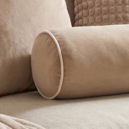 OHS Matte Velvet Bolster Cushion - Natural/Cream - thumbnail 2