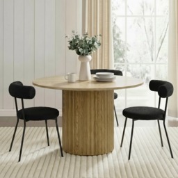 OHS Madison Ribbed Dining Table - Light Wood - thumbnail 1