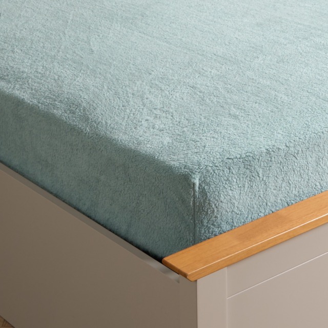 OHS Teddy Fleece Fitted Sheet, Duck Egg Blue - Single - image 1