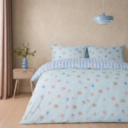 OHS Patisserie Print Reversible Duvet Cover Set, Blue - Double - thumbnail 2
