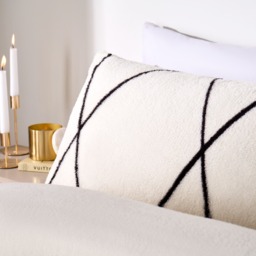 OHS Diamond Check Teddy Fleece Duvet Cover Set, Monochrome - King - thumbnail 4