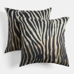 OHS Indoor/Outdoor Zebra Print Cushion Covers, Monochrome - 45 x 45cm - thumbnail 3
