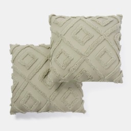 OHS 2 Pack Tufted Geometric Cushion Covers, 45 x 45cm - Sage - thumbnail 5