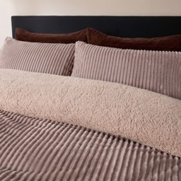 OHS Ribbed Fleece Duvet Cover Set, Natural - Double - thumbnail 2