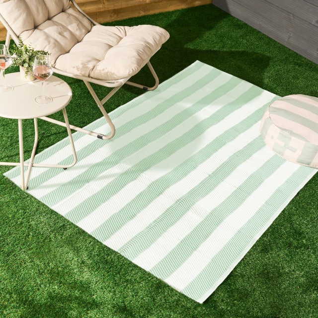 OHS Stripe Print Outdoor Rug, Sage/Cream - 160 x 230cm - image 1