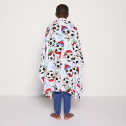 OHS Kids Christmas Football Print Hooded Blanket - Charcoal - thumbnail 3