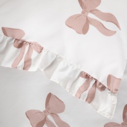 OHS 2 Pack Bow Print Frill Edge Pillowcases - Ivory - thumbnail 2