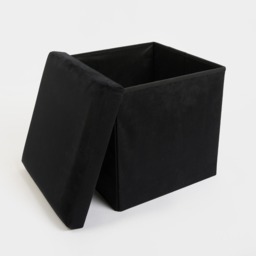 OHS Matte Velvet Foldable Cube Storage Ottoman - Black - thumbnail 5