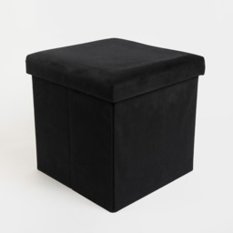 OHS Matte Velvet Foldable Cube Storage Ottoman - Black - thumbnail 4