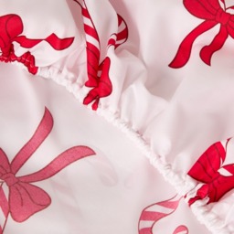 OHS Candy Cane Heart Print Fitted Sheet, White/Red - King - thumbnail 3