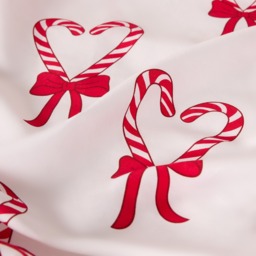 OHS Candy Cane Heart Print Fitted Sheet, White/Red - King - thumbnail 4