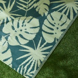 OHS Palm Print Reversible Outdoor Rug, Green - 170cm - thumbnail 2