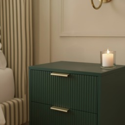 OHS Ribbed 3-Drawer Bedside Unit - Deep Forest Green - thumbnail 3