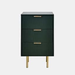 OHS Ribbed 3-Drawer Bedside Unit - Deep Forest Green - thumbnail 4