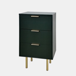 OHS Ribbed 3-Drawer Bedside Unit - Deep Forest Green - thumbnail 5