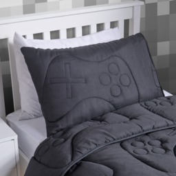 OHS Coverless Gaming Quilted 7.5 Tog Duvet Set, Black - Single - thumbnail 3