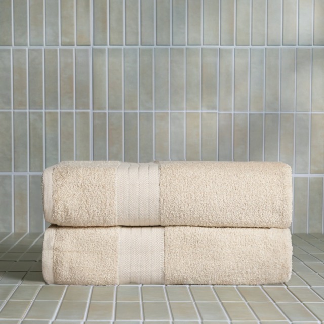 OHS 100% Cotton 2 Jumbo Bath Sheets - Beige