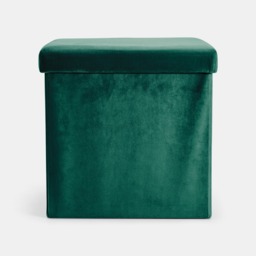 OHS Matte Velvet Foldable Cube Storage Ottoman - Woodland Green - thumbnail 3