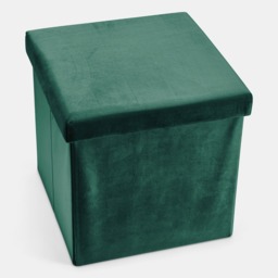 OHS Matte Velvet Foldable Cube Storage Ottoman - Woodland Green - thumbnail 4