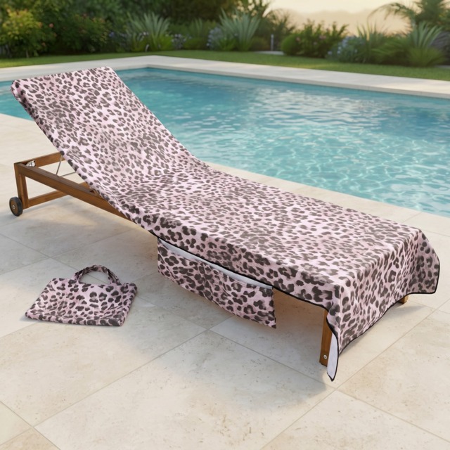 OHS Leopard Print Beach Towel in a Bag - Monochrome - image 1