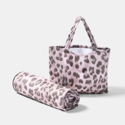 OHS Leopard Print Beach Towel in a Bag - Monochrome - thumbnail 4