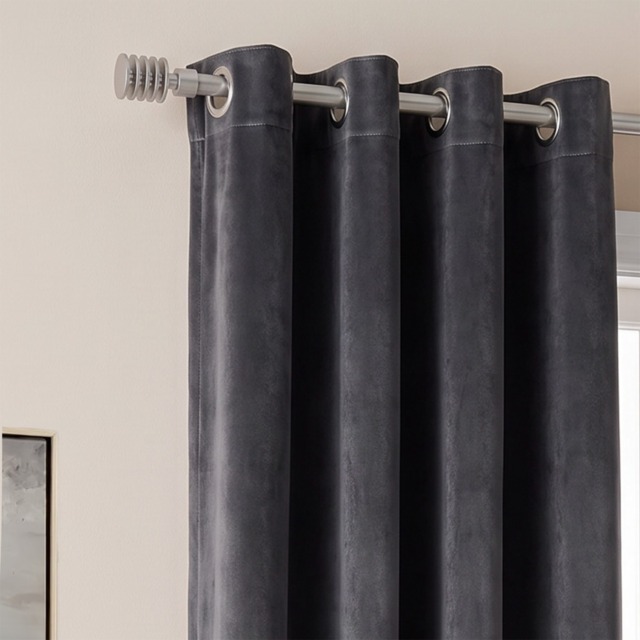 OHS 28mm Ribbed Spiral Curtain Pole, Silver - 120-220cm - image 1