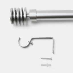 OHS 28mm Ribbed Spiral Curtain Pole, Silver - 120-220cm - thumbnail 4