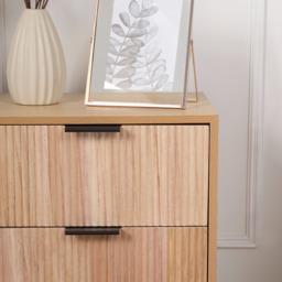 OHS Ribbed 3-Drawer Bedside Table - Light Wood - thumbnail 3