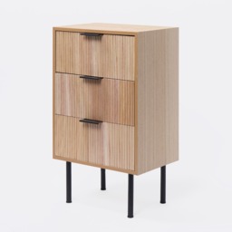 OHS Ribbed 3-Drawer Bedside Table - Light Wood - thumbnail 4