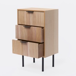 OHS Ribbed 3-Drawer Bedside Table - Light Wood - thumbnail 5