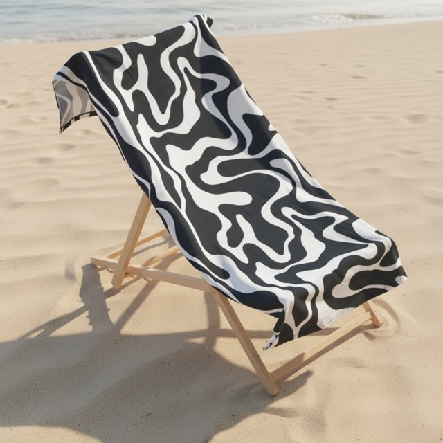 OHS Swirl Print Beach Towel - Black - image 1