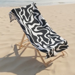 OHS Swirl Print Beach Towel - Black - thumbnail 2