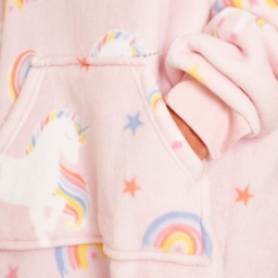 OHS Unicorn Print Hoodie Blanket, Kids - Blush - thumbnail 5