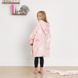 OHS Unicorn Print Hoodie Blanket, Kids - Blush - thumbnail 2