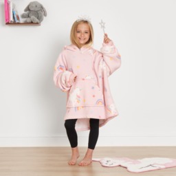 OHS Unicorn Print Hoodie Blanket, Kids - Blush - thumbnail 3