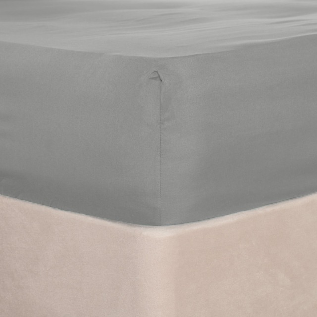 OHS Plain Dye Bed Fitted Sheet Soft Microfibre - Grey - Superking Size - image 1