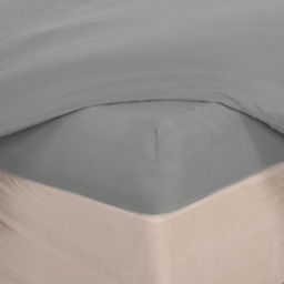 OHS Plain Dye Bed Fitted Sheet Soft Microfibre - Grey - Superking Size - thumbnail 3