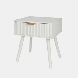 OHS Ribbed 1-Drawer Bedside Table - Cream - thumbnail 2