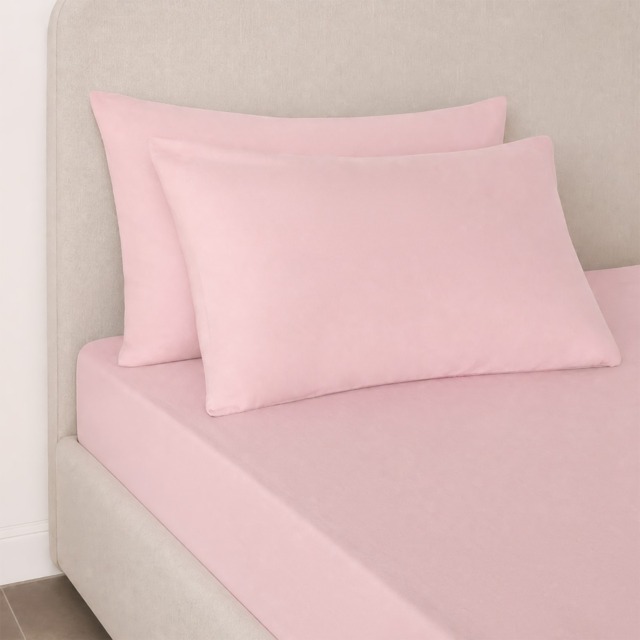 OHS Brushed Cotton Fitted Sheet, Blush - Double - image 1