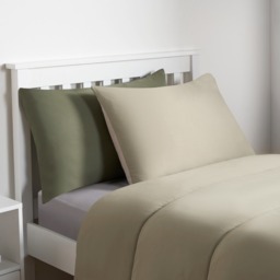 OHS Coverless 10.5 Tog Reversible Duvet & Pillowcase, Sage/Natural - Single - thumbnail 3