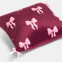 OHS 4 Pack Bow Print Cushion Covers - Burgundy - thumbnail 5