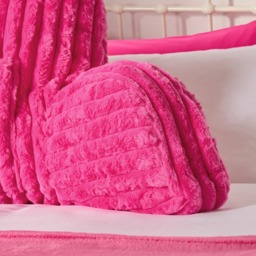 OHS Ribbed Faux Fur Cuddle Cushion with Heatable Pocket - Pink - thumbnail 4