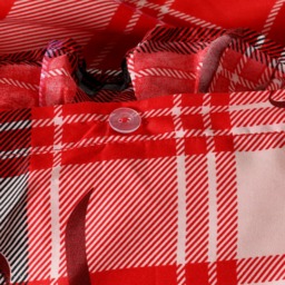 OHS Bow Check Frill Edge Duvet Cover Set, Red - Double - thumbnail 5