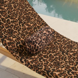 OHS Leopard Print Inflatable Beach Bolster Pillow - Natural - thumbnail 2