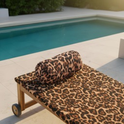 OHS Leopard Print Inflatable Beach Bolster Pillow - Natural - thumbnail 3