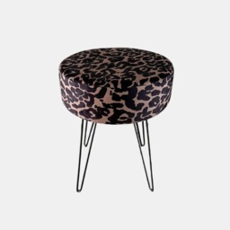 OHS Leopard Matte Velvet Hairpin Stool - Natural - thumbnail 2