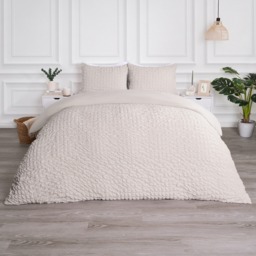 OHS Geometric Seersucker Duvet Set, Natural - Double - thumbnail 2