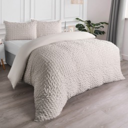 OHS Geometric Seersucker Duvet Set, Natural - Double - thumbnail 3